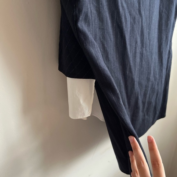 Derek Lam 10 Crosby Wool Pinstriped tiered Sleeveless V-neck blouse Sz 6 - Picture 11 of 14